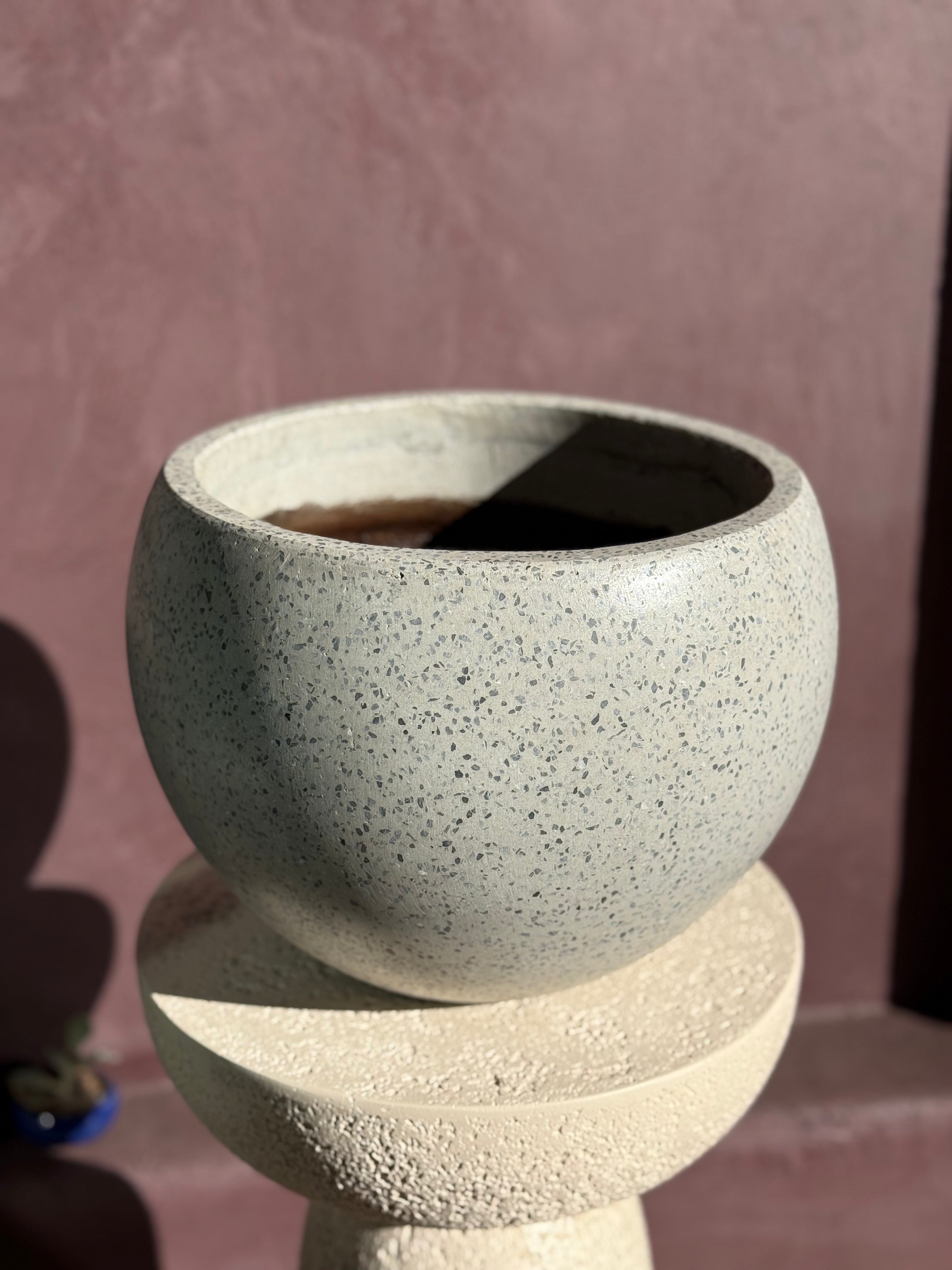 Round Terrazzo Style Planter - 12''