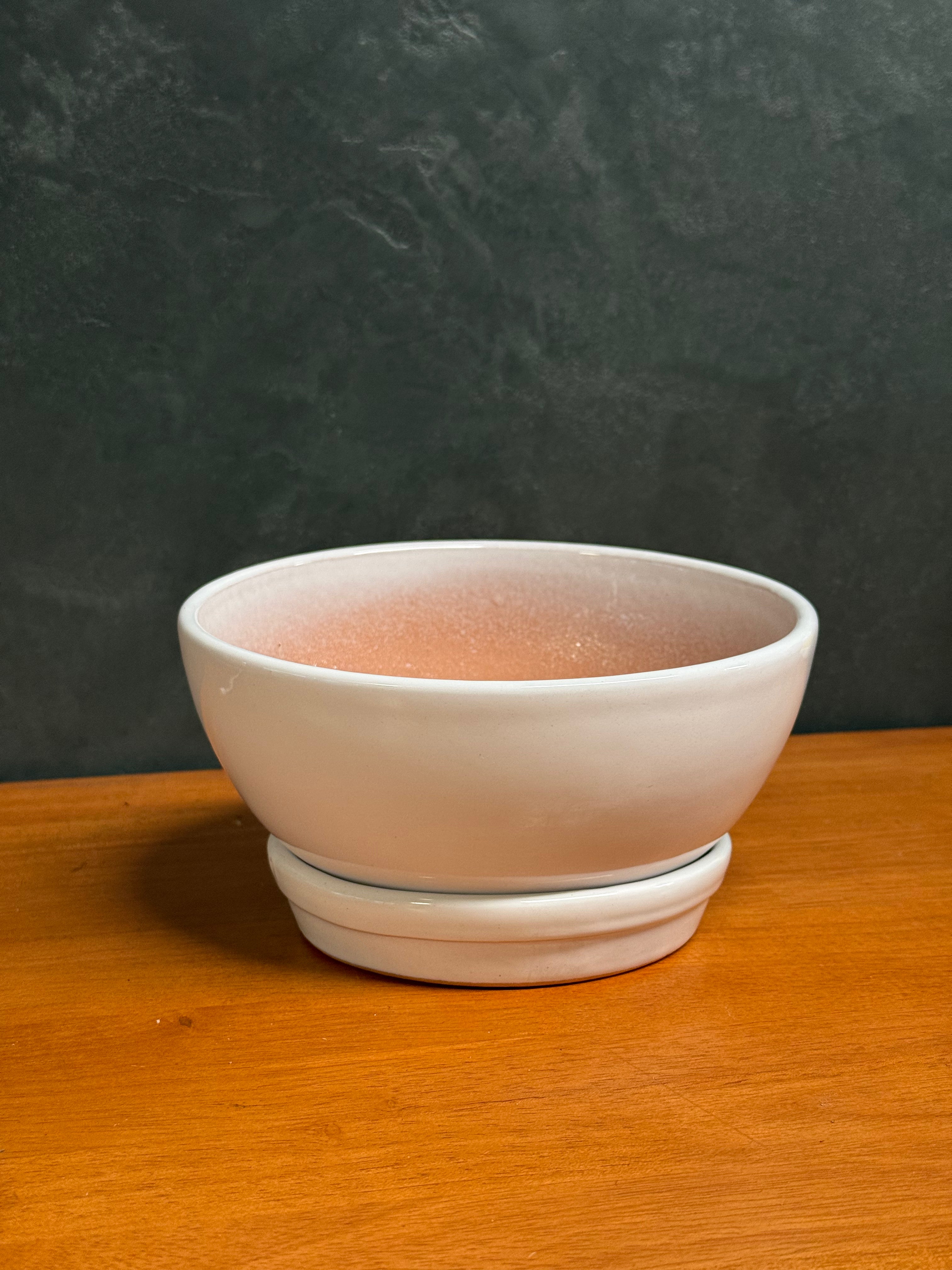 Tapered Ceramic Bowl with Saucer
