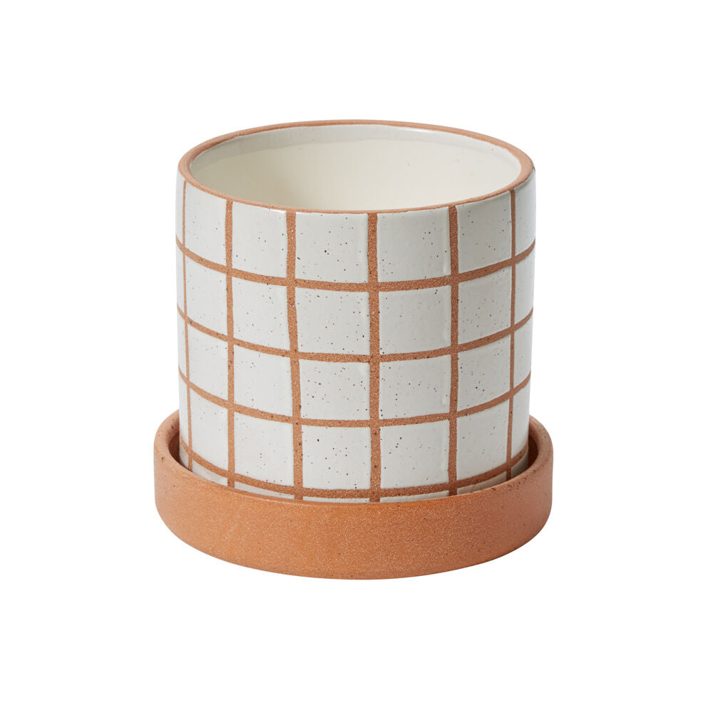 Gridline Pot with Saucer - 6"