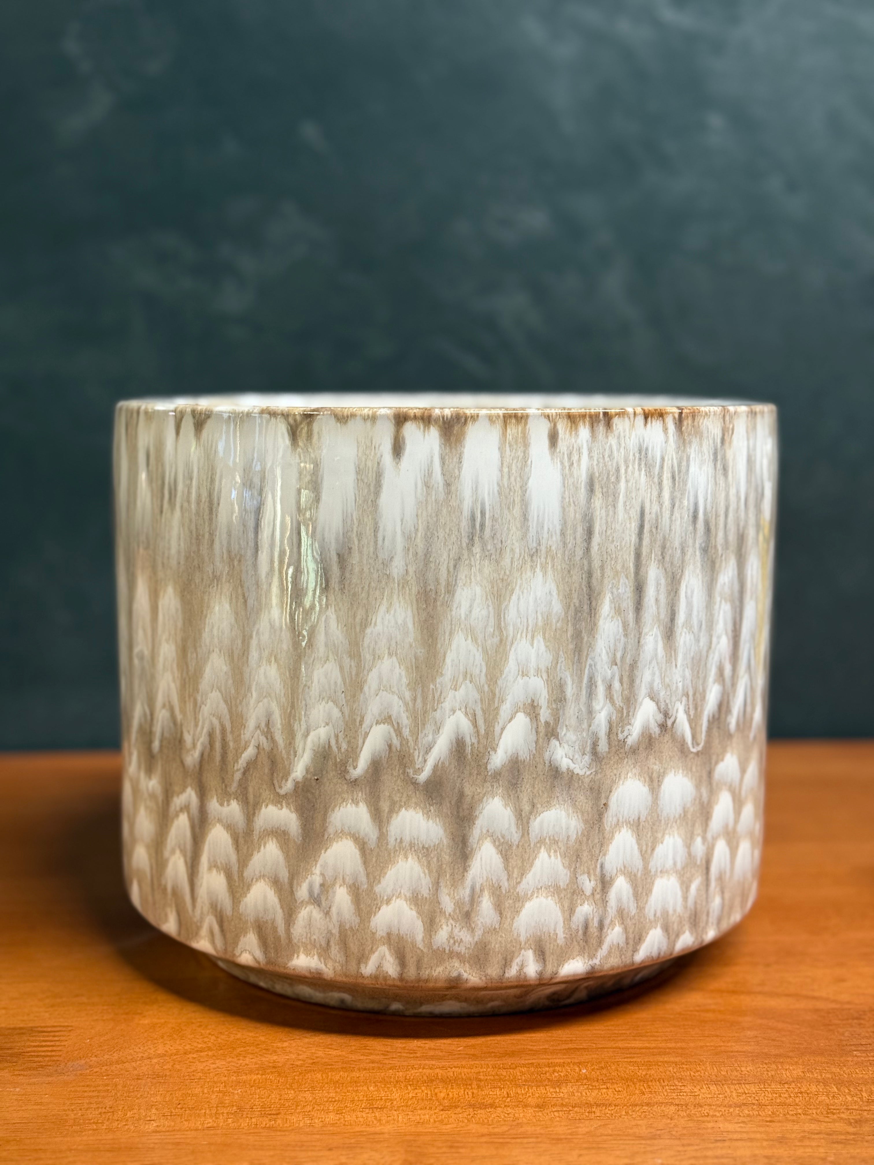 Designer Ceramic Pot in Feathered Beige - 10"