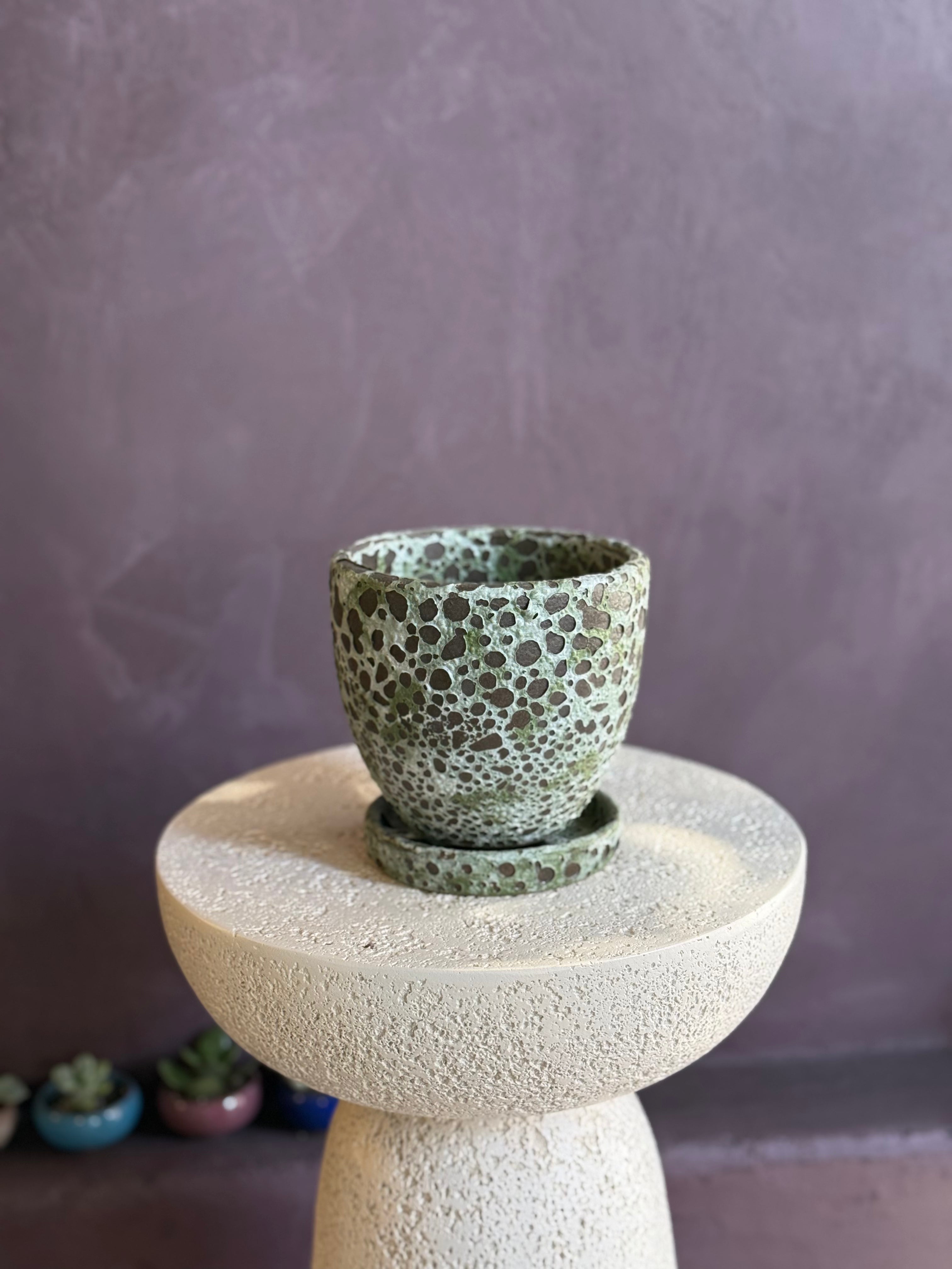 Liberty Bell Ceramic Pot with Saucer - 4"